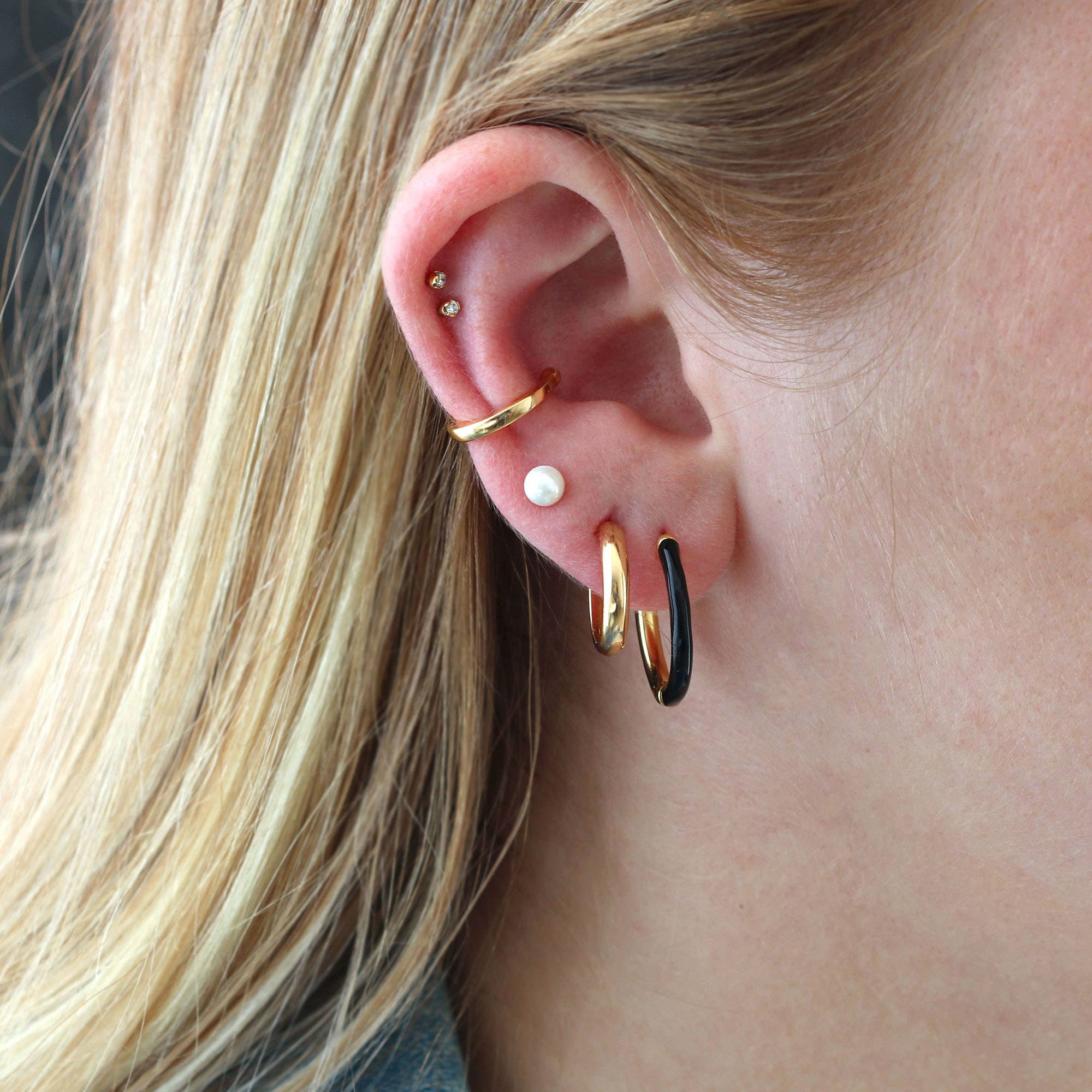 Kris Nations - Gilded Enamel Hoop Earrings 18K Gold Vermeil 20mm Hoops Multiple Colors Hinge Closure Nickel Free Hypoallergenic Ships from CA