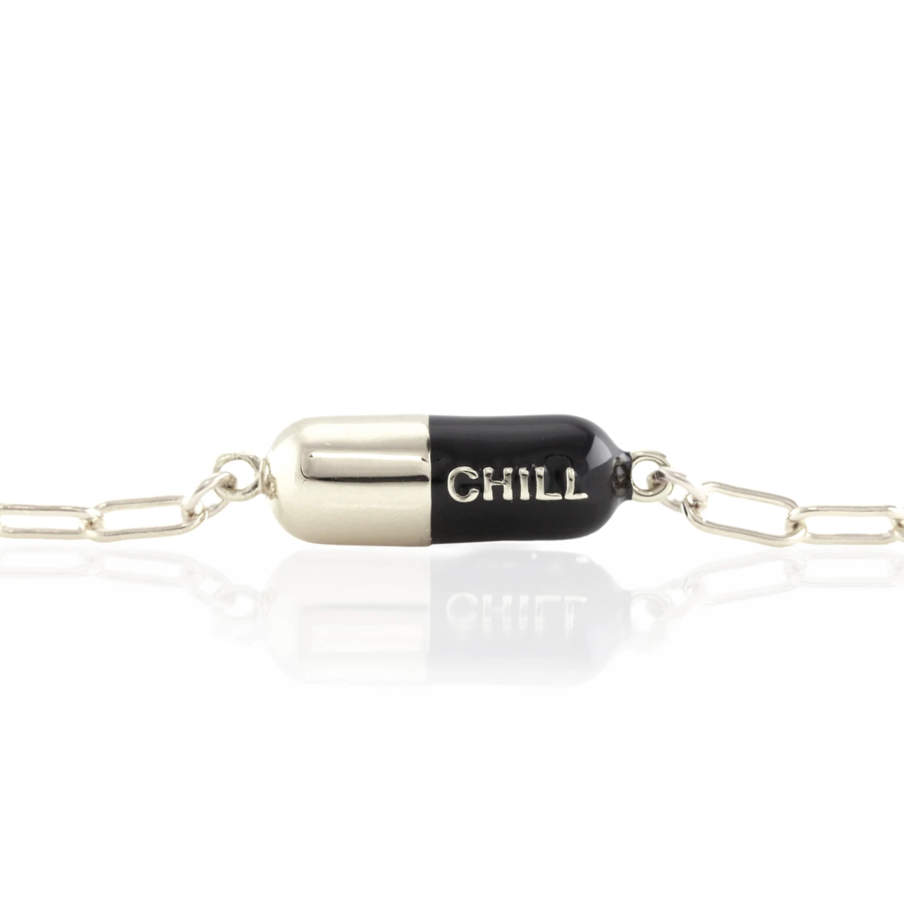 Kris Nations - Chill Pill Charm Bracelet 18K Gold Vermeil | Sterling Silver Charm Gold Filled | Sterling Silver Drawn Cable Chain Multiple Colors Lobster Clasp Nickel Free Ships from CA