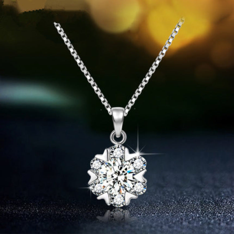 Small Fresh Snowflake Female Zircon Elegant Simple Fashionable Snow Dance Pendant