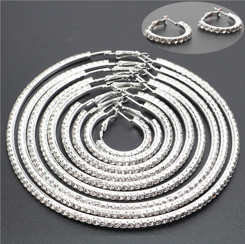 Korean Fashion Exaggerated With Diamond Big Ear Circle Female Earrings