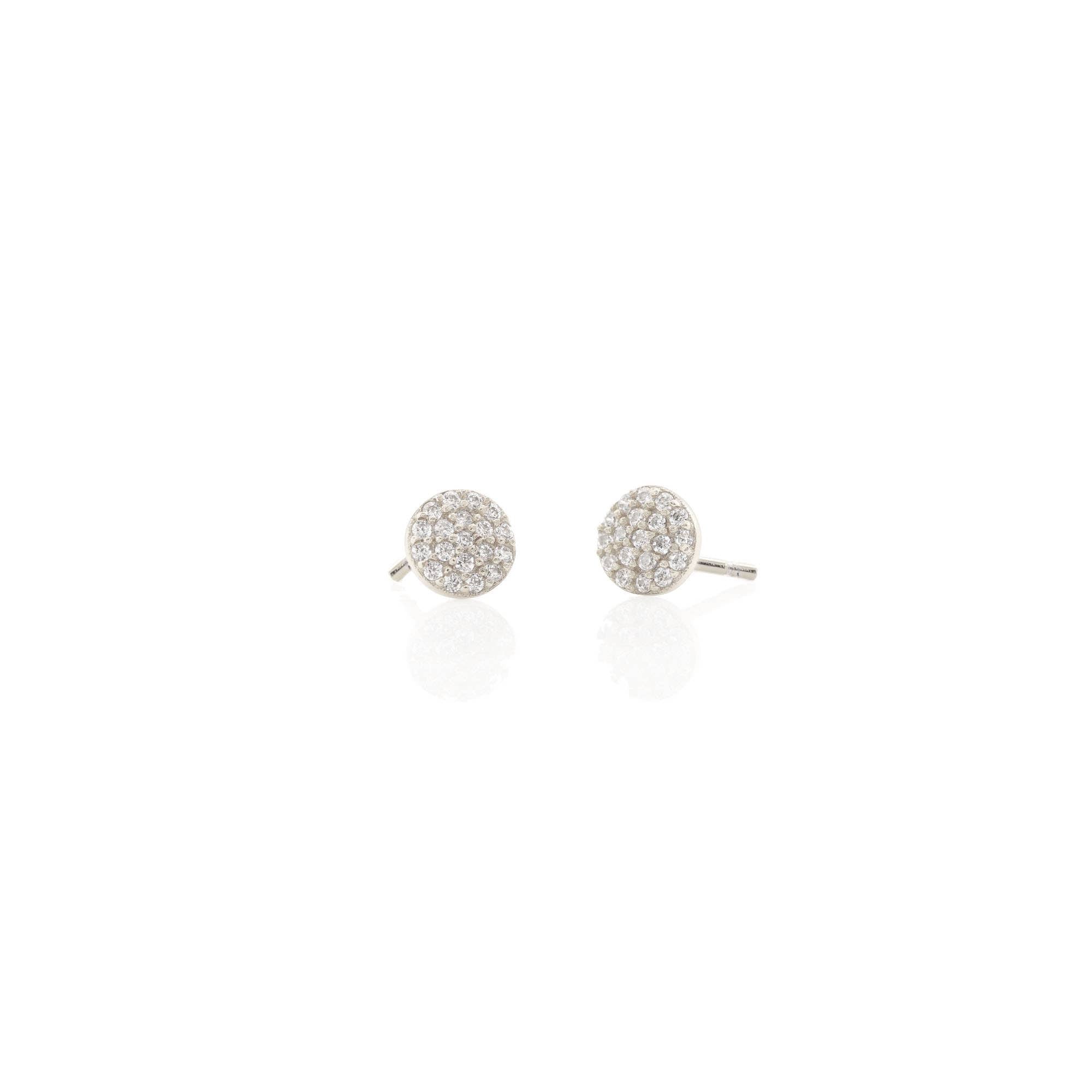 Kris Nations - Round Crystal Stud Earrings 18K Gold Vermeil | Sterling Silver CZ Crystals Nickel Free Hypoallergenic Ships from CA