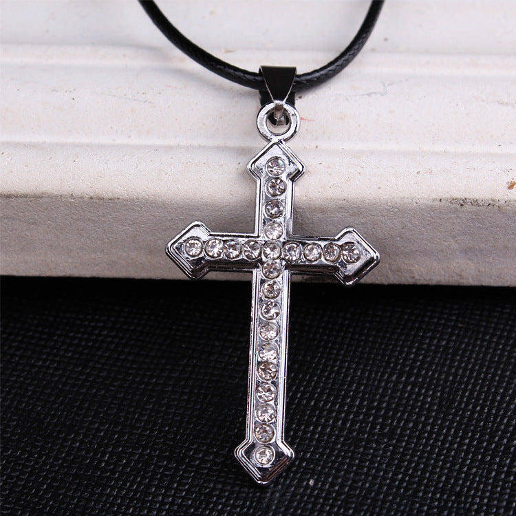 Women's & Men's Fashion Retro Hollow Flower Cross Exciting Titanium Steel Distressed Clavicle Pendant