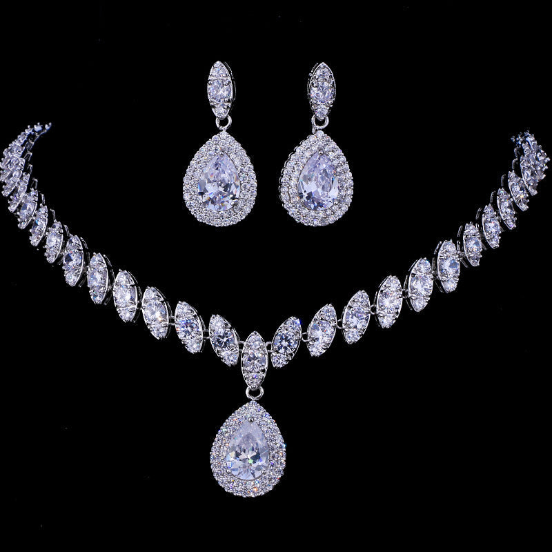 Formal Dress Zircon Water Drops Inlaid Jewelry Set