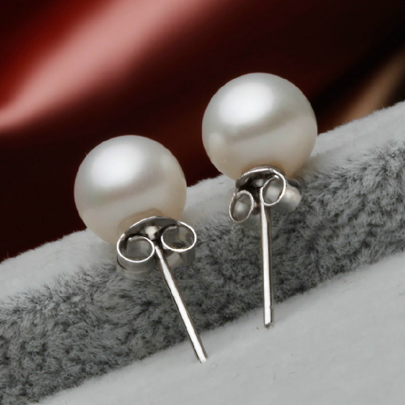 Women's Sier Pearl Version Shell Pearls Ear Pin Earrings