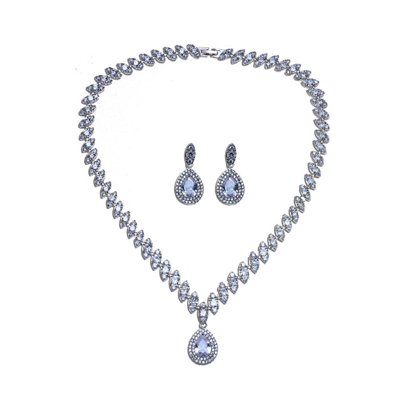 Formal Dress Zircon Water Drops Inlaid Jewelry Set