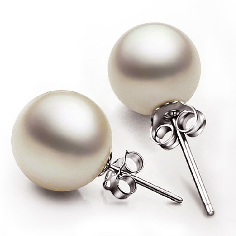 Women's Sier Pearl Version Shell Pearls Ear Pin Earrings