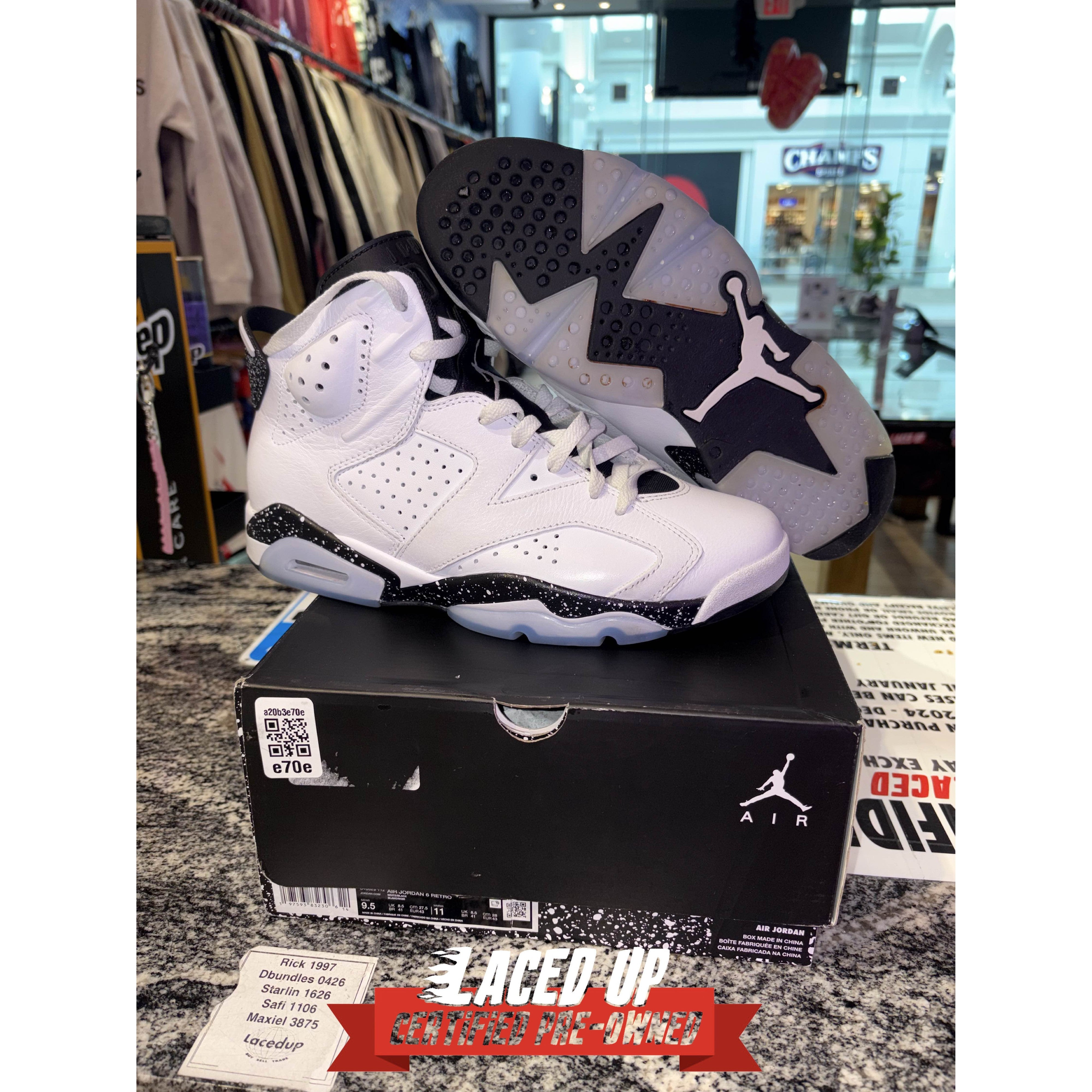 PRE OWNED Jordan 6 Retro Reverse Oreo