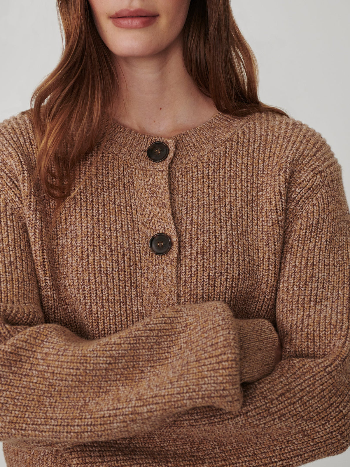 Varley Patricia Rib Cardigan in Golden Bronze Fleck