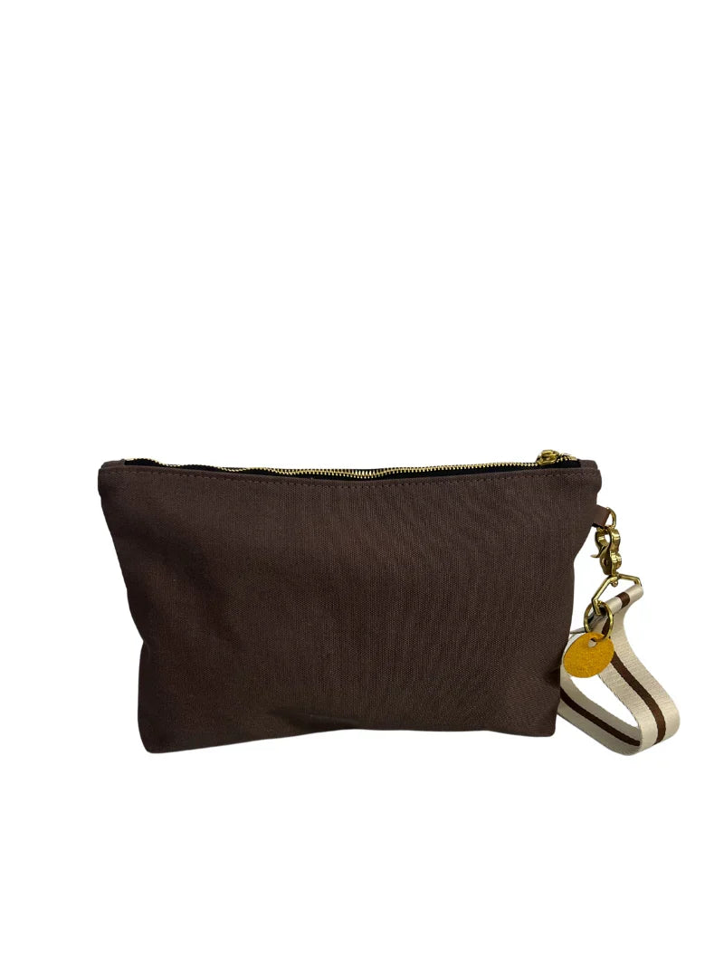 General | Umber Brown Canvas + Neutral Stripe Wristlet Strap