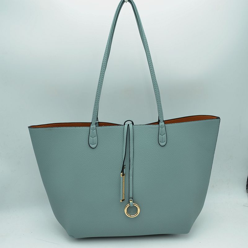 Classic Trapeze Tote Bag with Dual Handles and Ring Detail