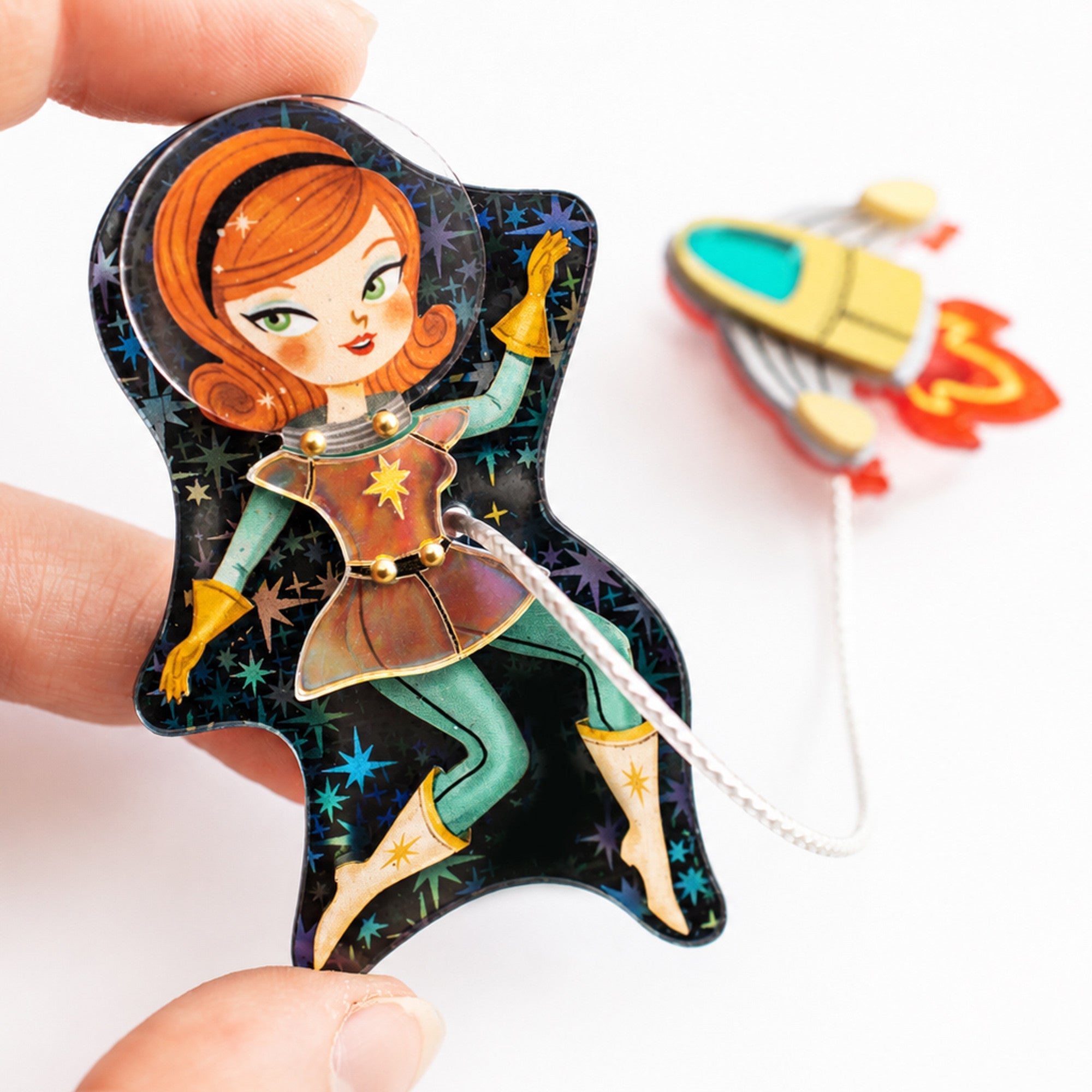Cosmic Connection Double Brooch by Laliblue