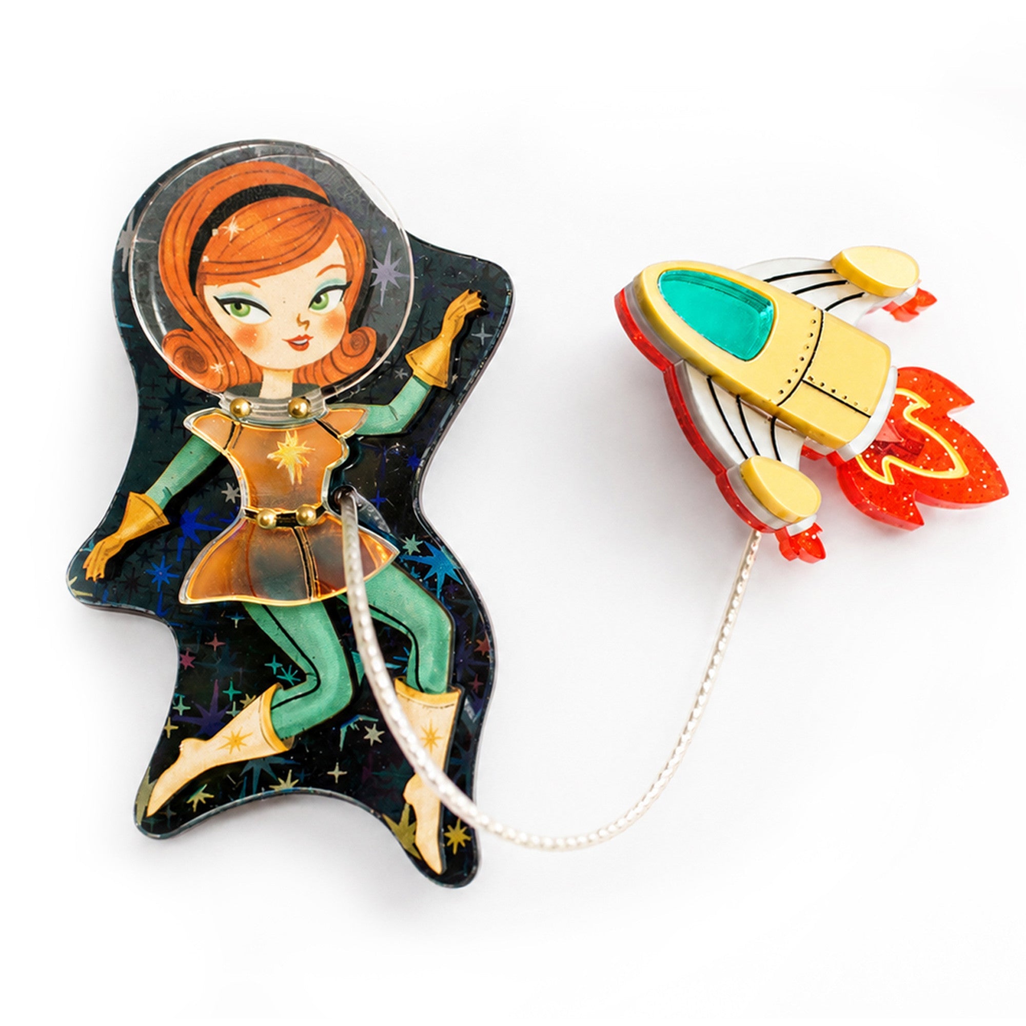 Cosmic Connection Double Brooch by Laliblue