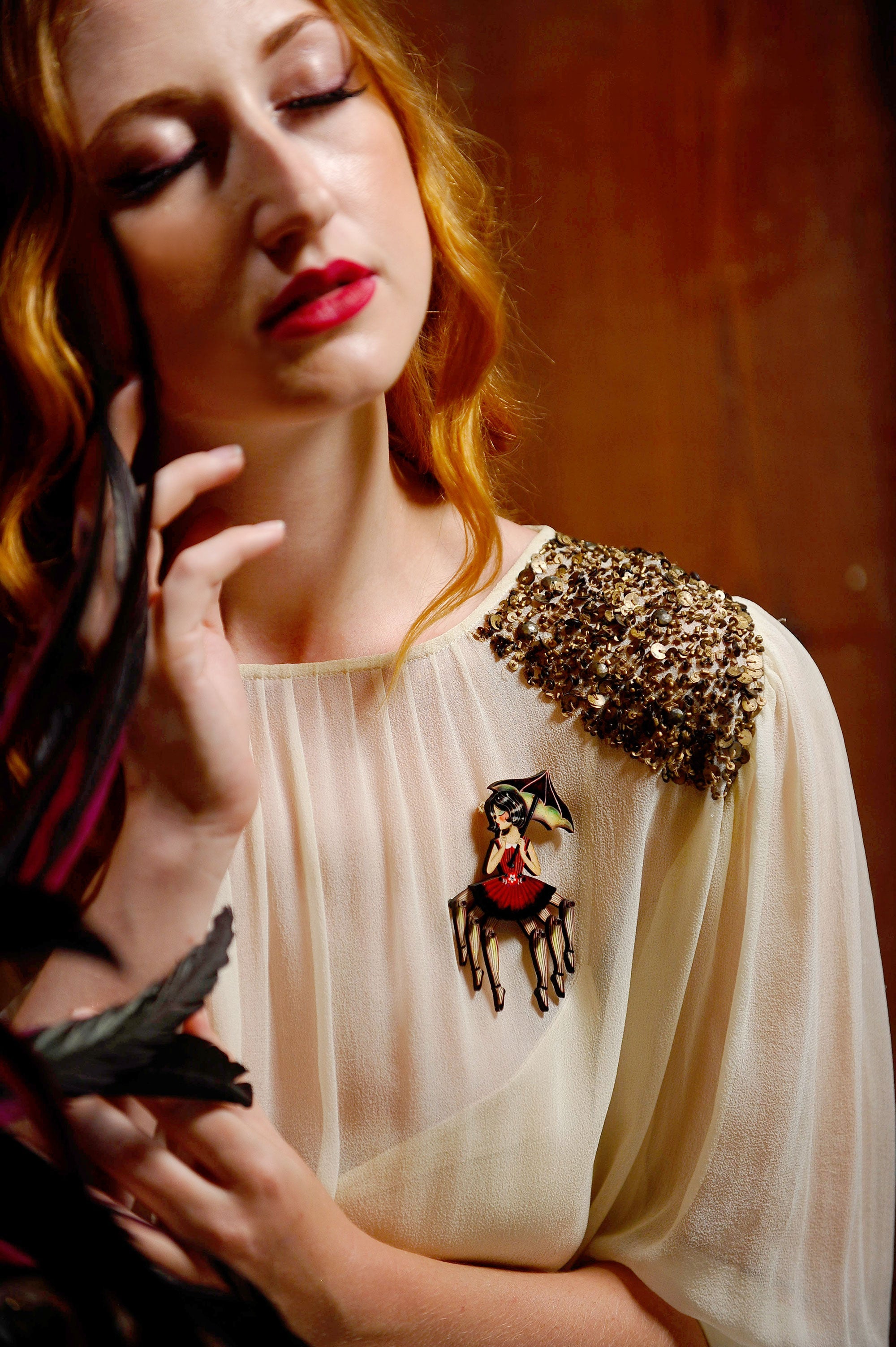 Spider Woman with Web Brooch by Laliblue