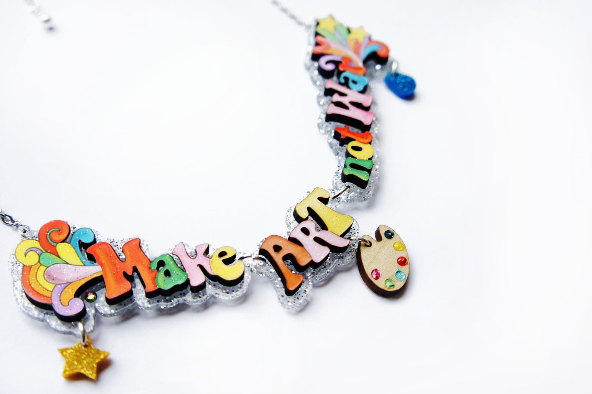 Make Tea Not War Necklace by Laliblue – Retro Statement Necklace Vintage Inspired