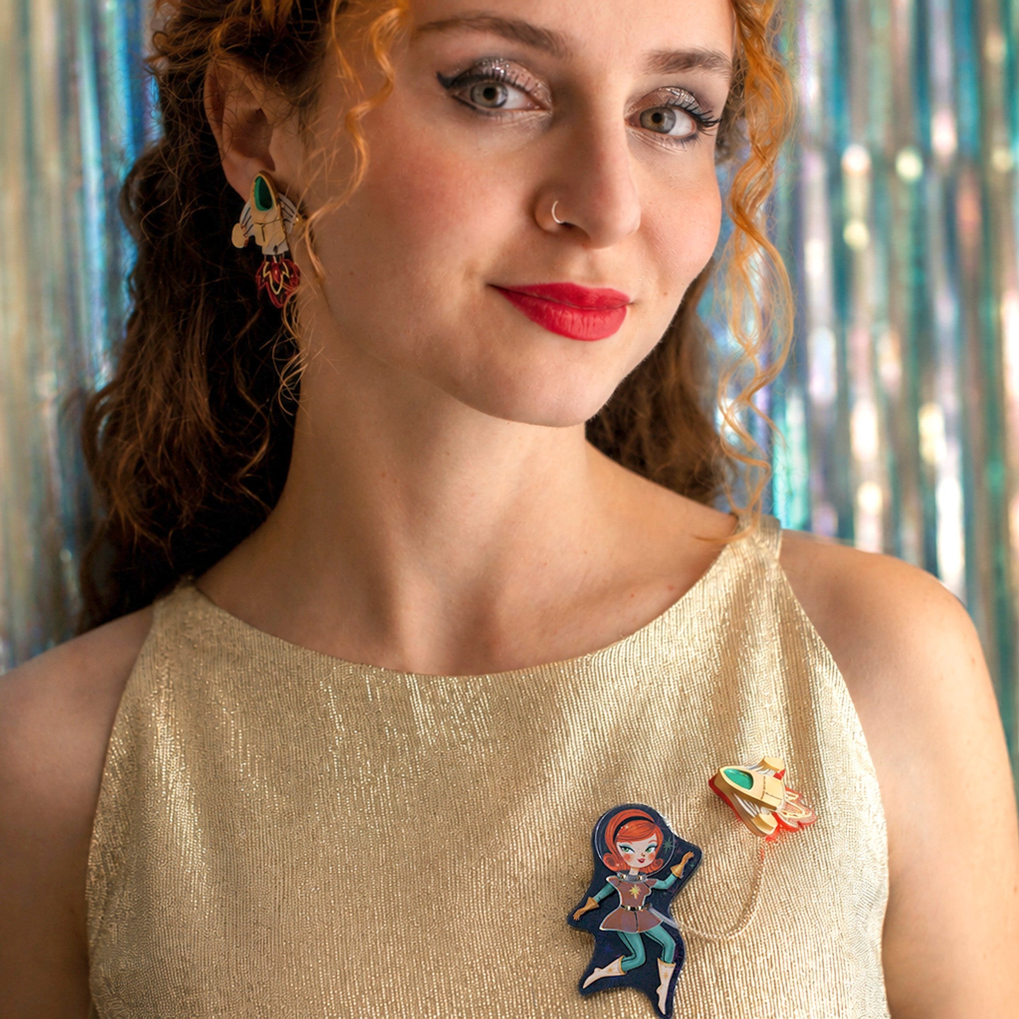 Cosmic Connection Double Brooch by Laliblue