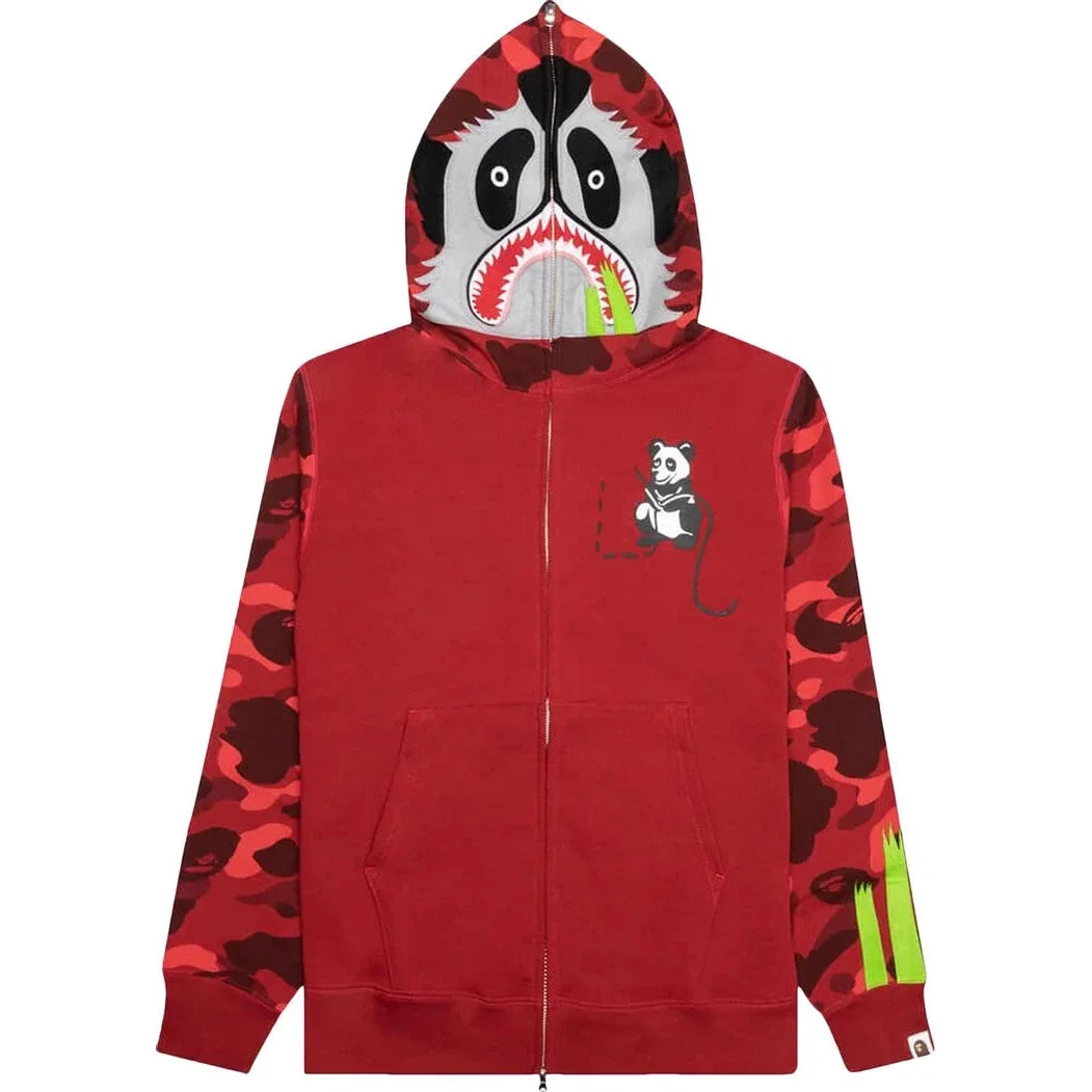 BAPE Color Camo Panda Full Zip Hoodie Red