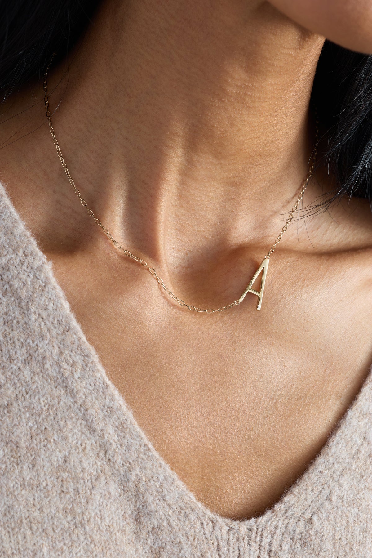 Initial A Precious Elongated Necklace
