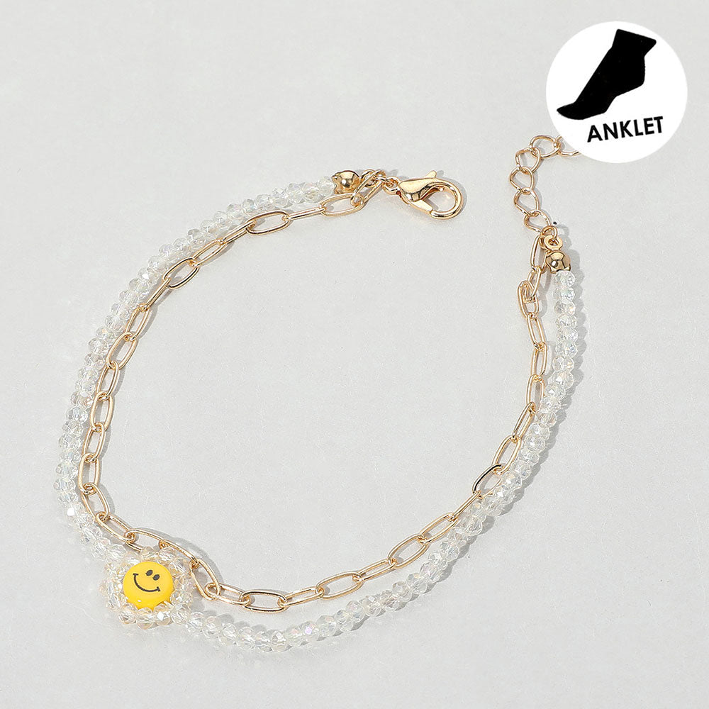 Smile Accented Double Layered Anklet
