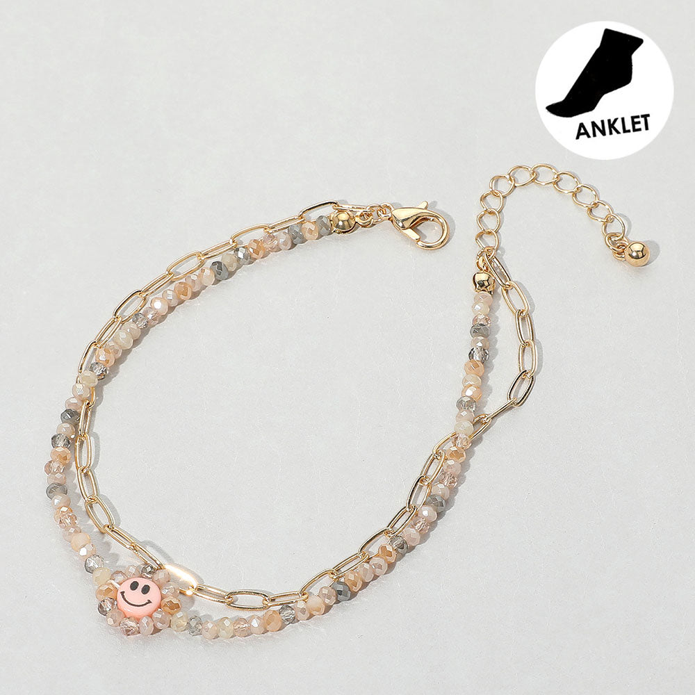 Smile Accented Double Layered Anklet