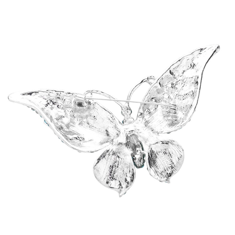 Glass Crystal Butterfly Pin Brooch
