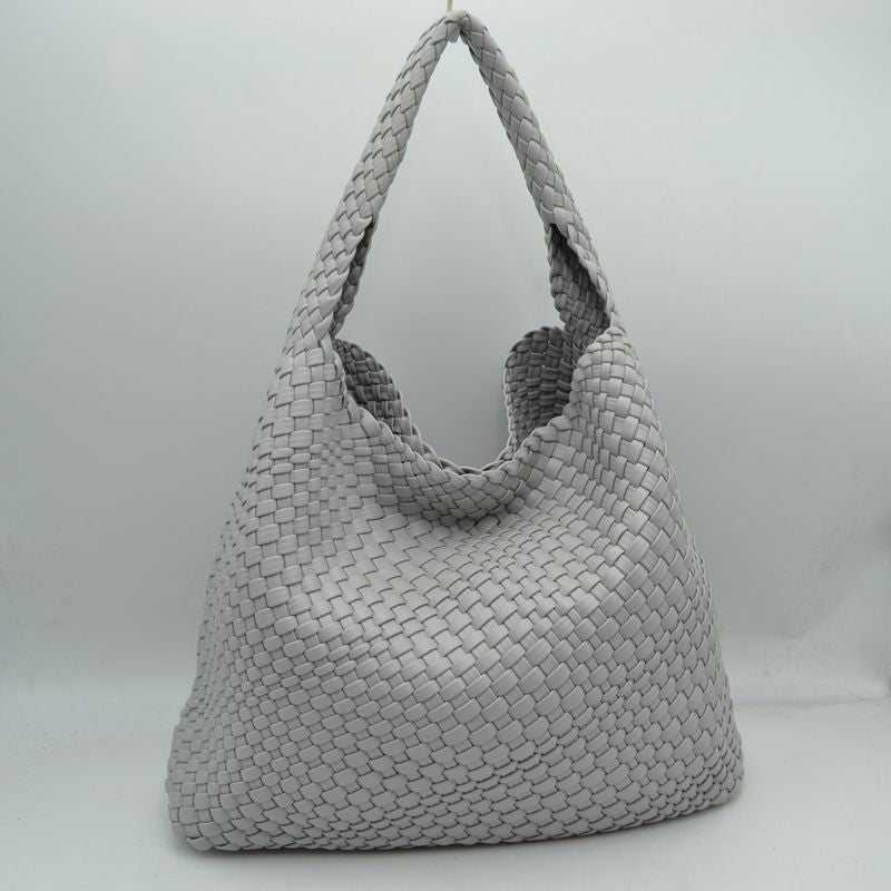 Woven Slouchy Shoulder Bag with Matching Zipper Pouch Set