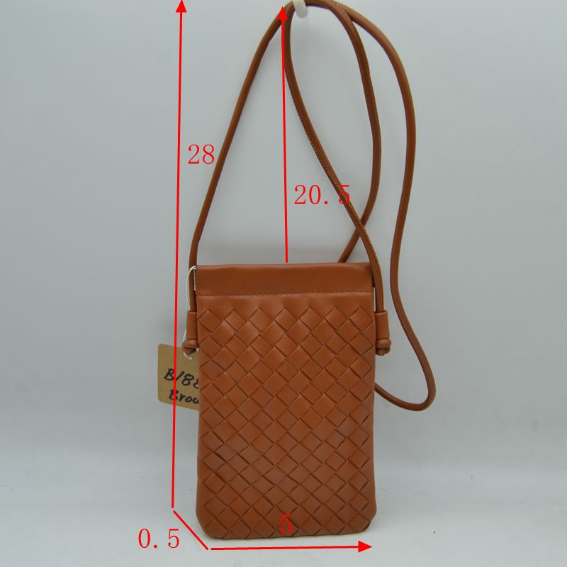 Woven Texture Vertical Phone Pouch Crossbody Bag with Cord Strap