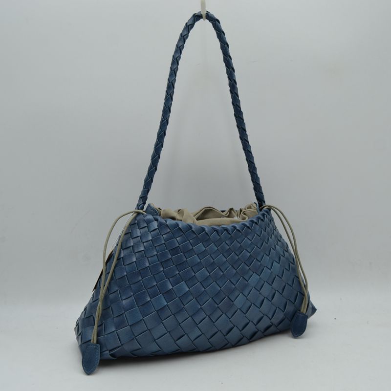 Woven Pouch Shoulder Bag with Braided Strap and Drawstring Closure