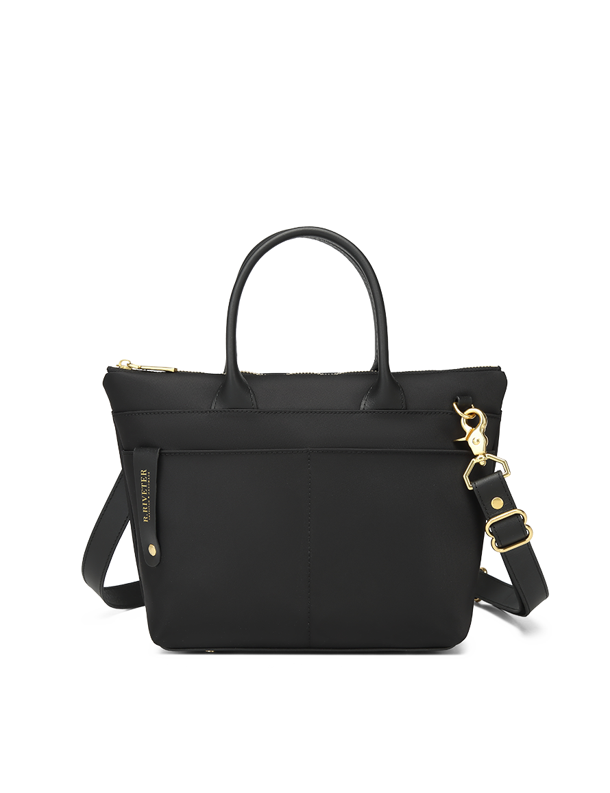 Dot Tote | Black Nylon + Black Leather