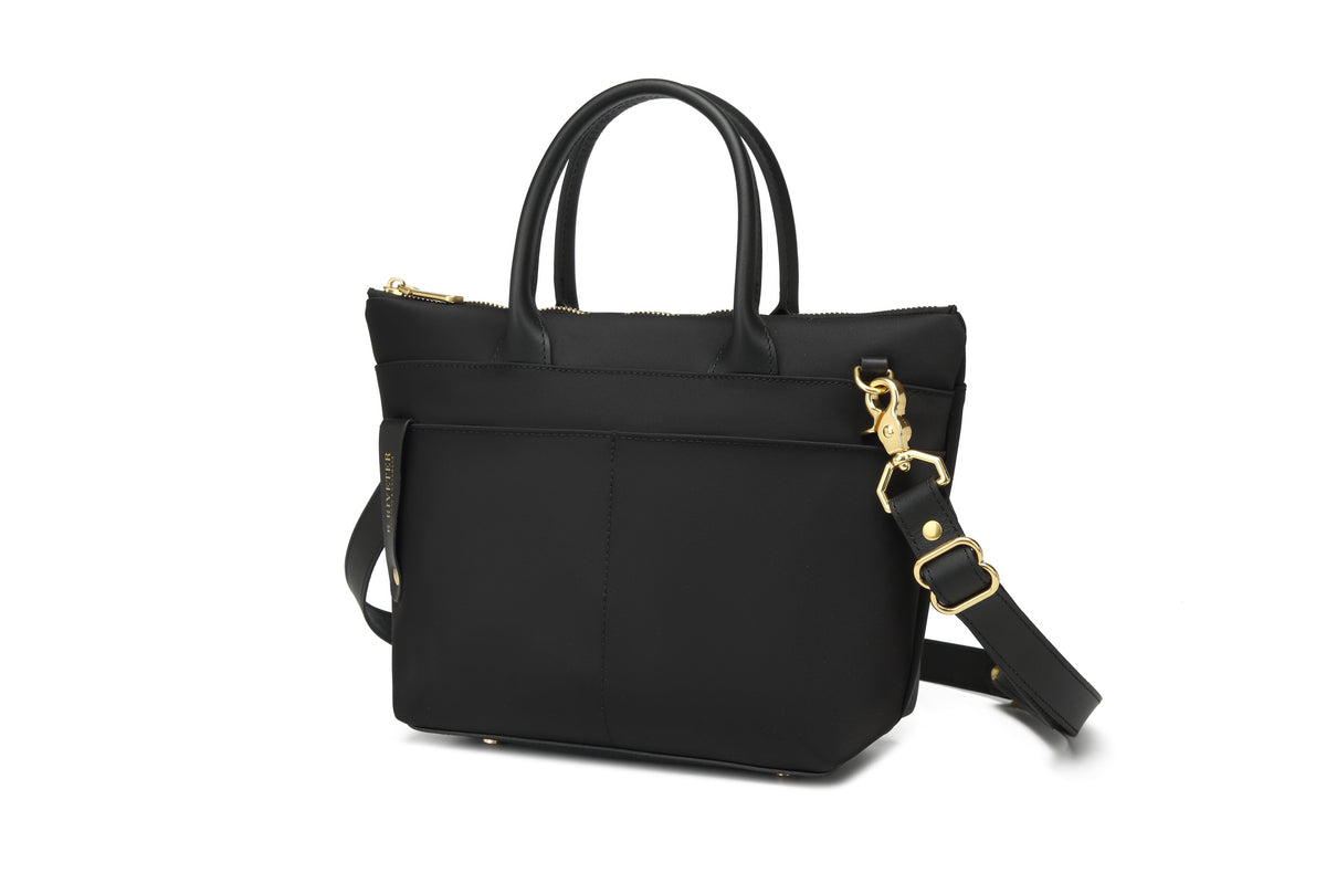 Dot Tote | Black Nylon + Black Leather
