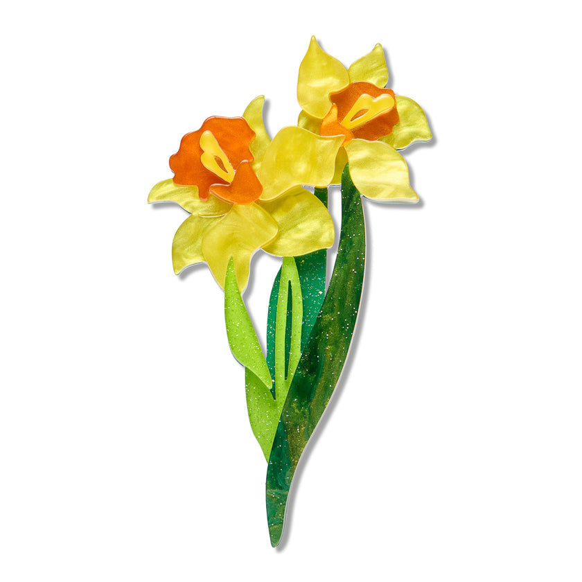 Garden Goddess Daffodil Brooch by Erstwilder