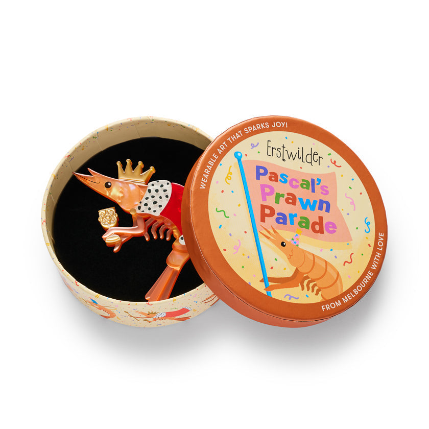 Pascal the King Prawn Brooch by Erstwilder