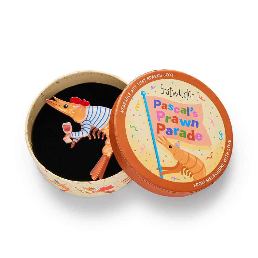 Pascal the Parisian Prawn Brooch by Erstwilder