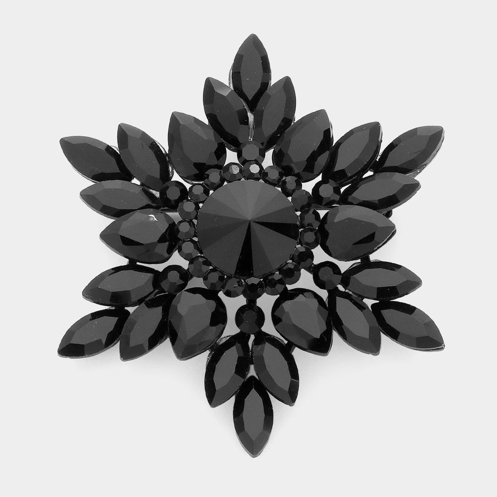 Marquise Stone Cluster Pin Brooch