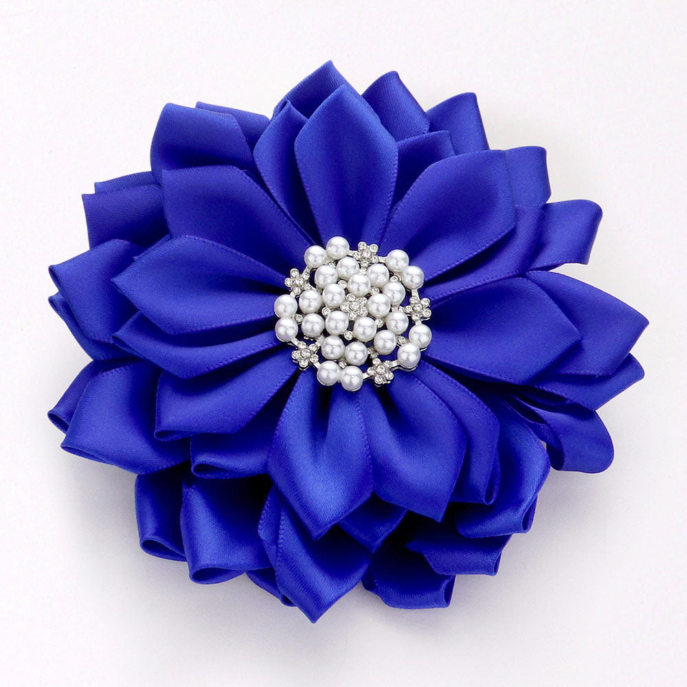 Pearl Pointed Flower Ribbon Brooch Hair Clip
