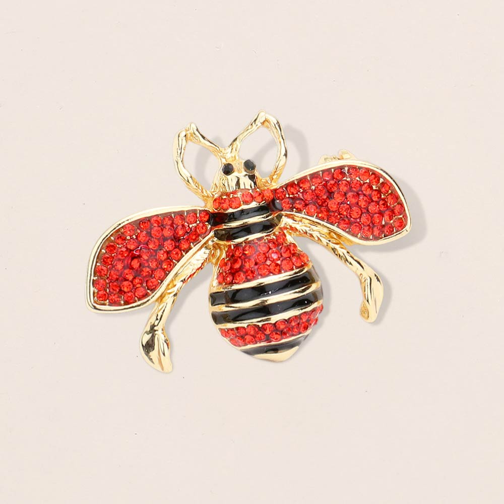 Crystal Paved Honey Bee Pin Brooch