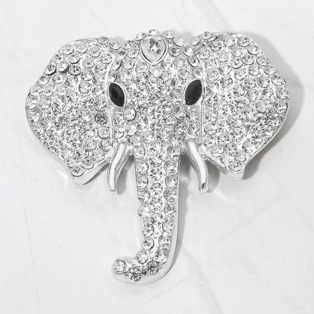 Rhinestone Pave Elephant Pin Brooch