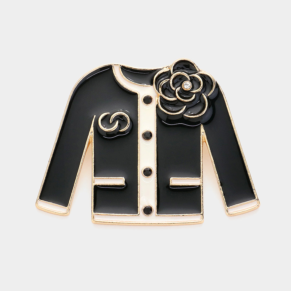 Enamel Flower Jacket Pin Brooch