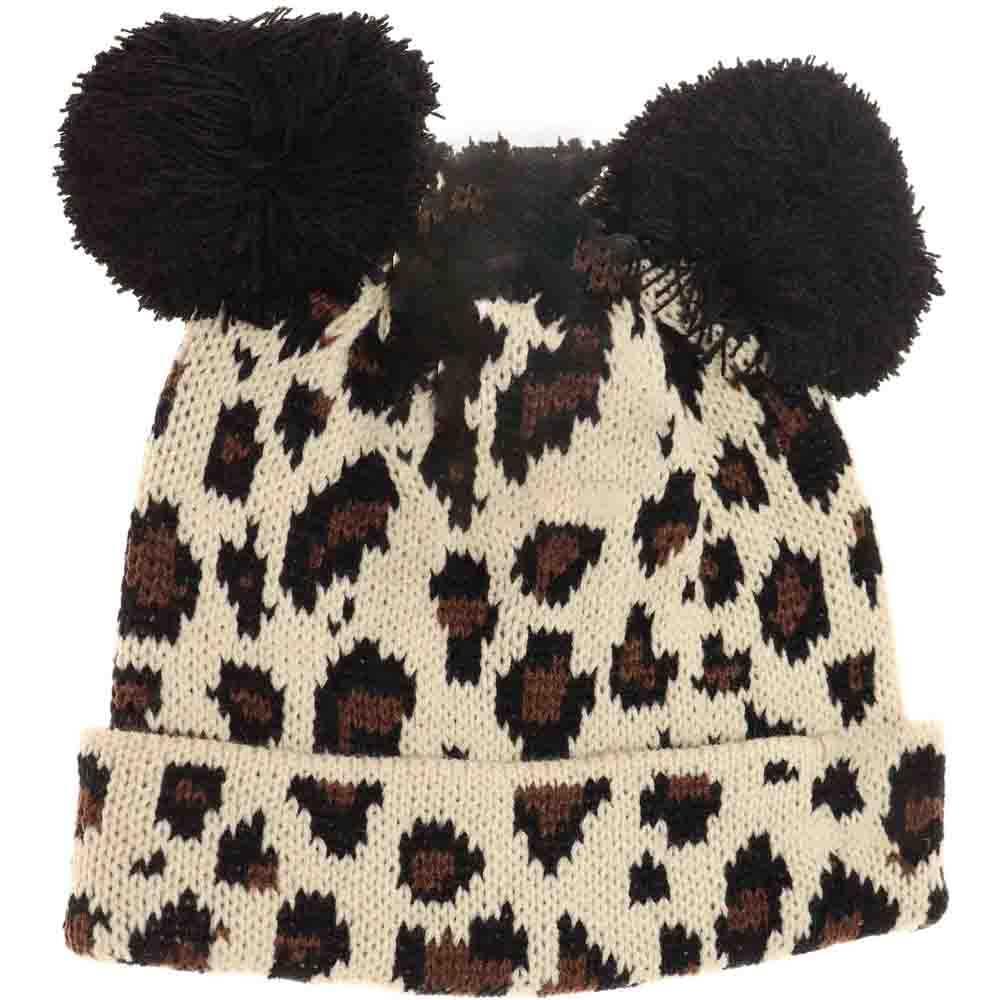 Baby Leopard Double Pom C.C Beanie