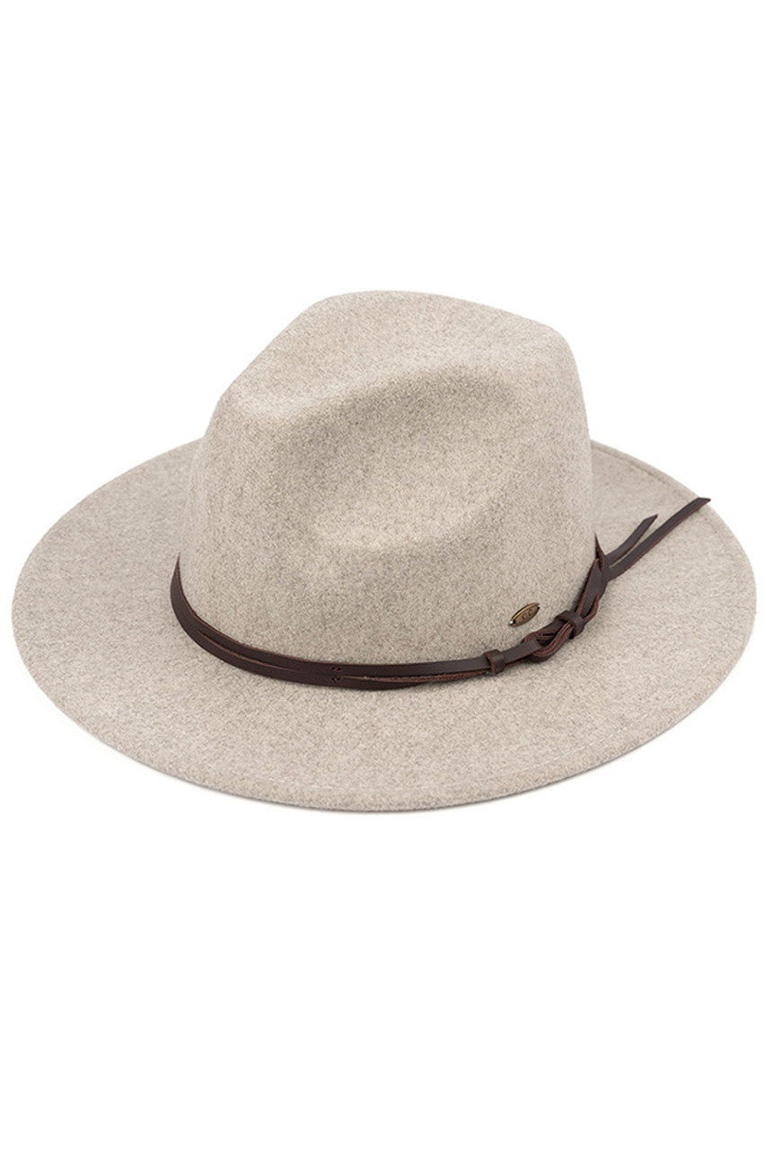 C.C Vegan Felt Leather Trim Heather Color Hat