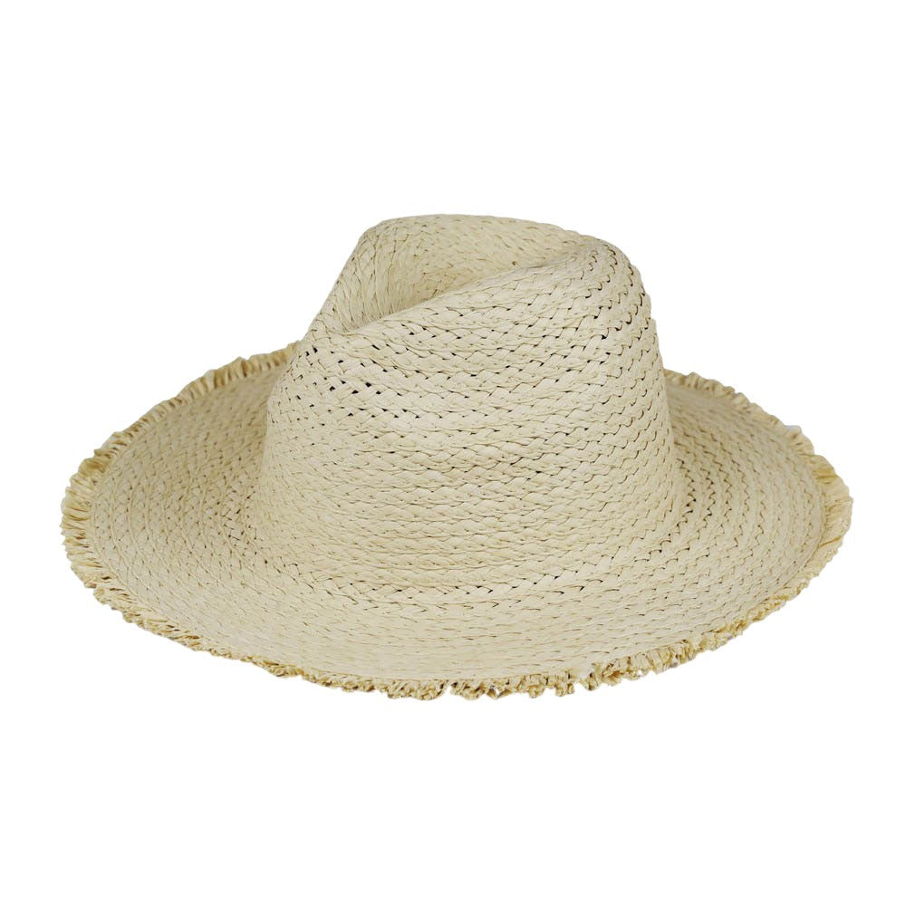 Frayed Solid Straw Sun Hat