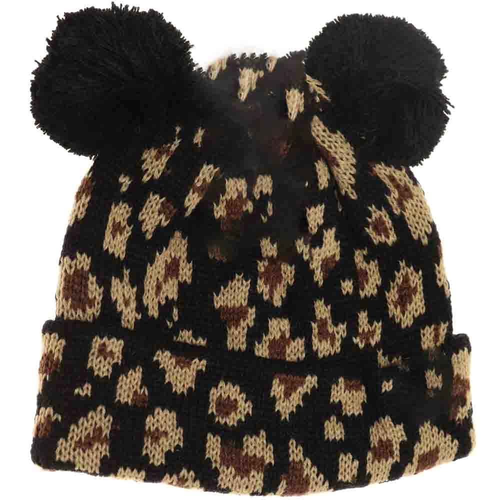 Baby Leopard Double Pom C.C Beanie
