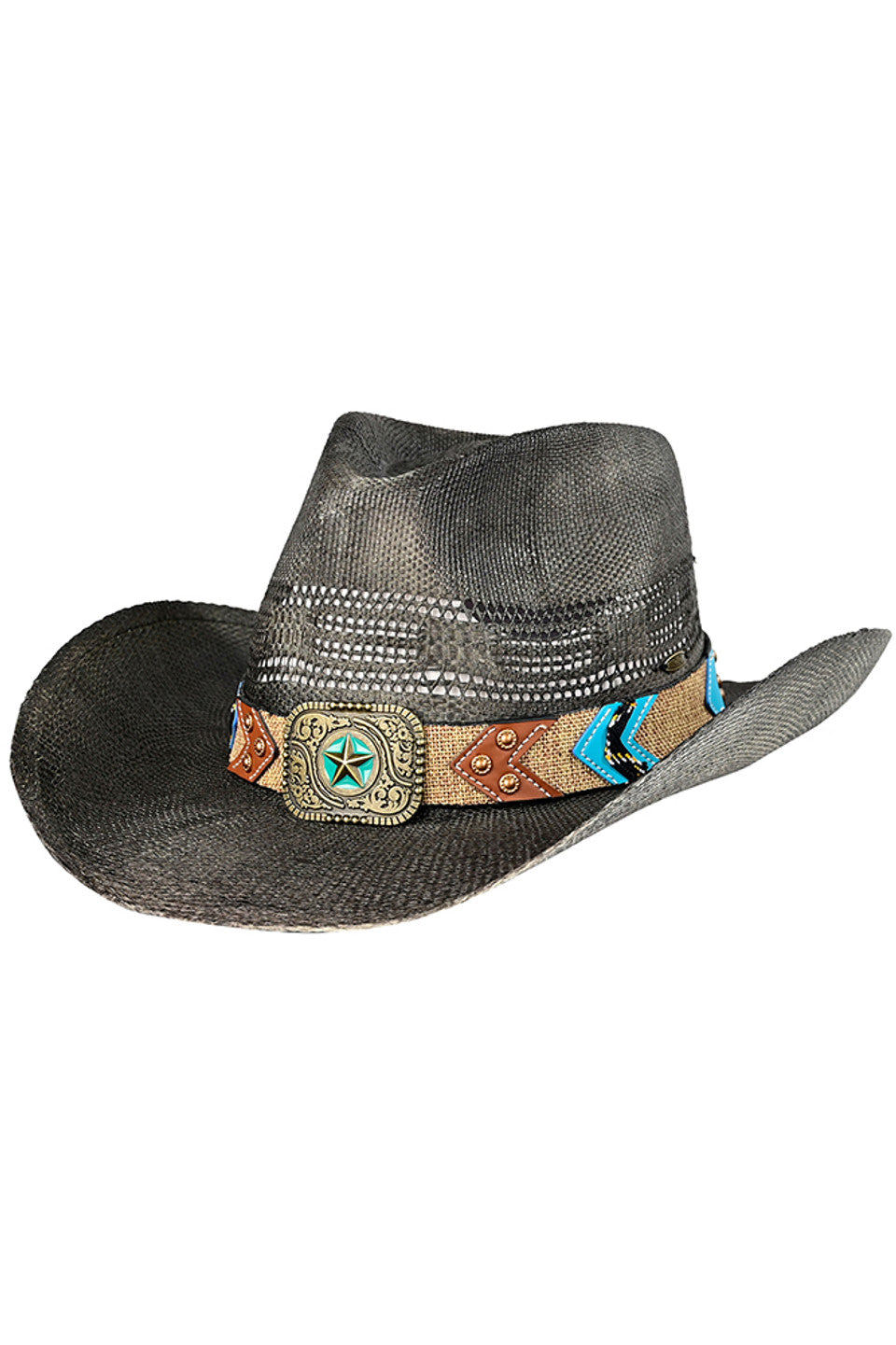C.C Western Pattern Vegan Patch Band Cowboy Hat