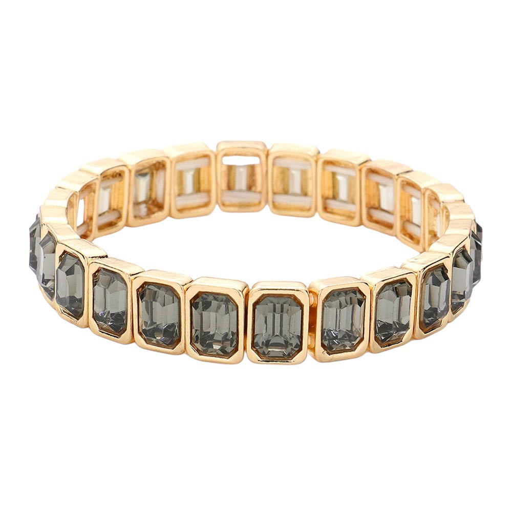 Women's Emerald Cut Stone Stretch Evening Bracelet 4th of July