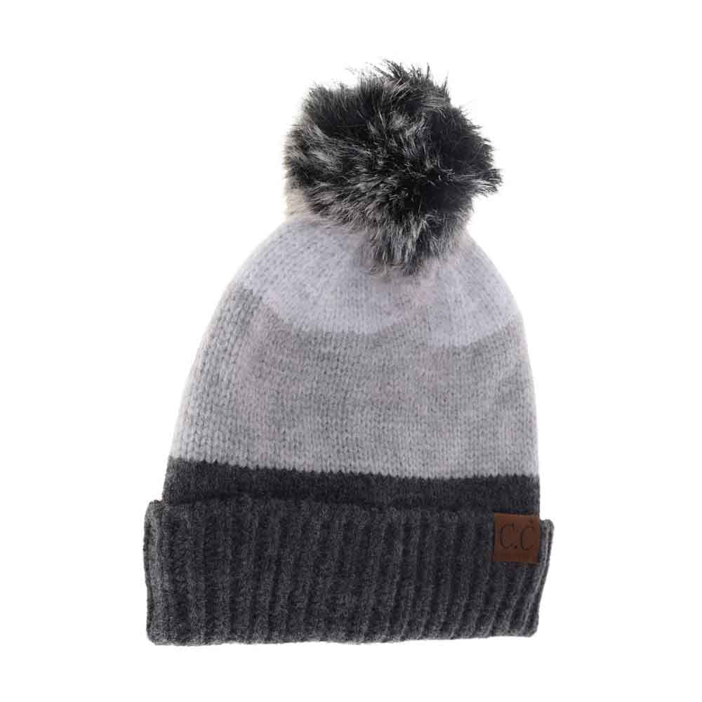 Multi Color Block Pom C.C Beanie