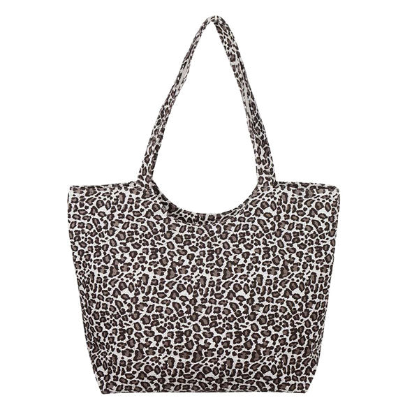 Solid Leopard Print Jute Tote Bag