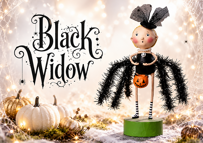 Black Widow Halloween Figurine by Lori Mitchell — NEW FOR 2026