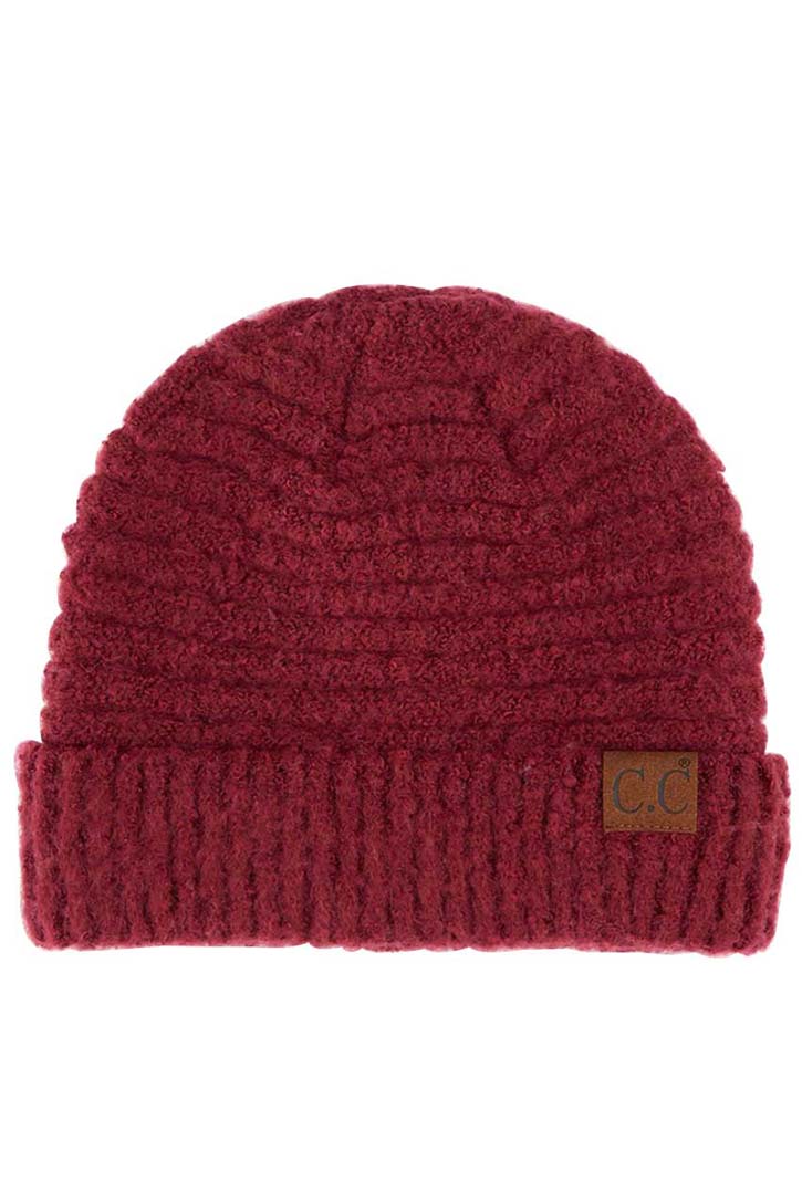 C.C Solid Boucle Yarn Beanie Hat with Cuff