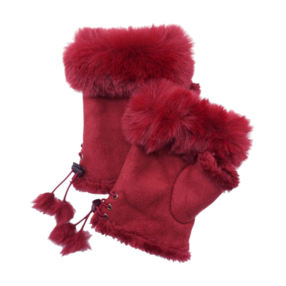 Faux Fur Trim Fingerless Gloves