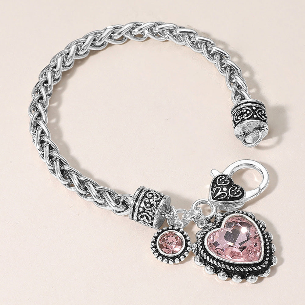 Heart Stone Charm Bracelet