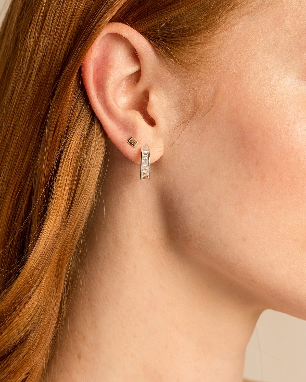 Beautifully Broken Baguette Mini Hoop Earrings